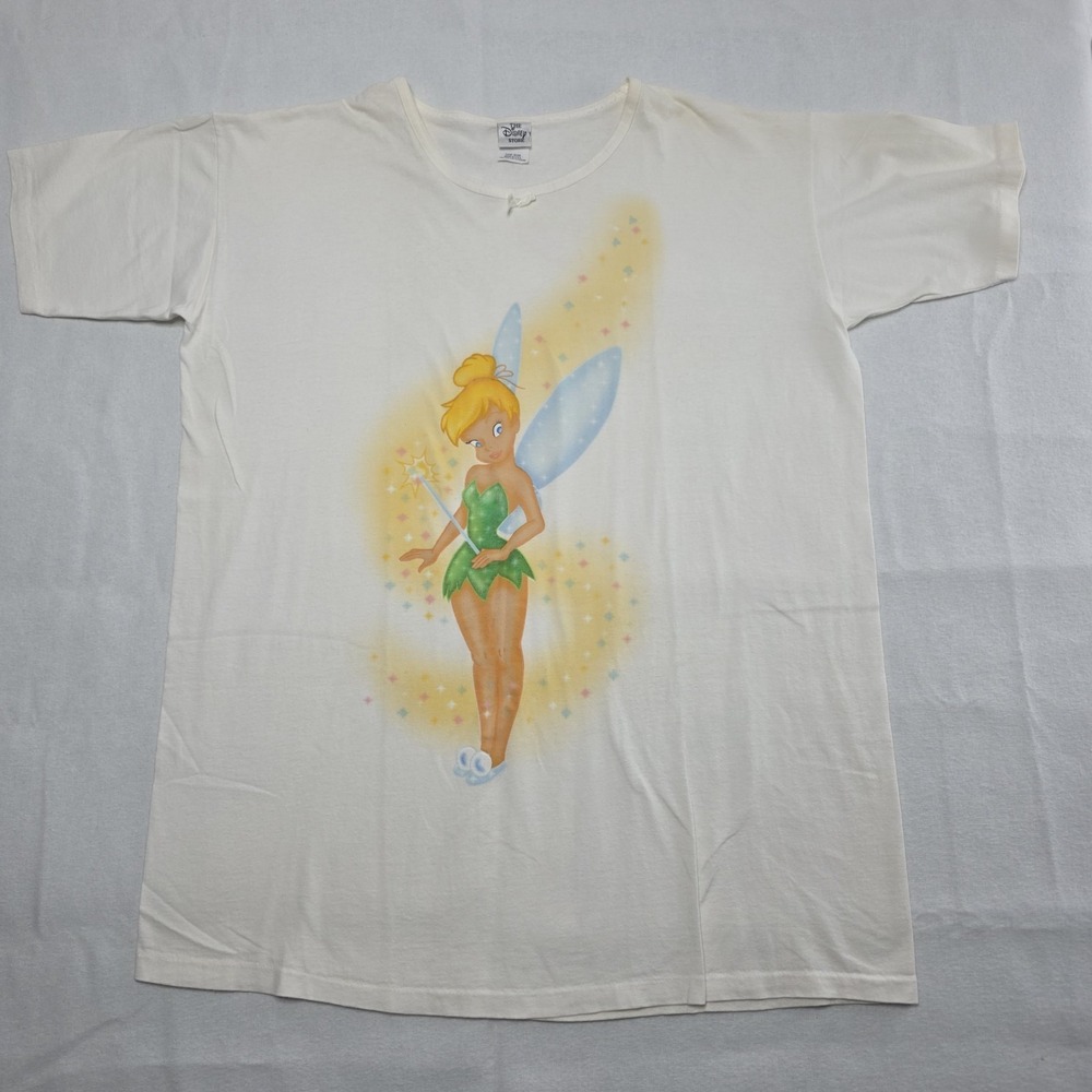 Vintage 90s TINKER BELL DISNEY t shirt Womens OS sleep pajama cover up READ